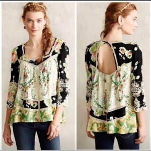 Anthropologie Vanessa Virginia Prateria Peasant Embroidered Top Blouse Size 10